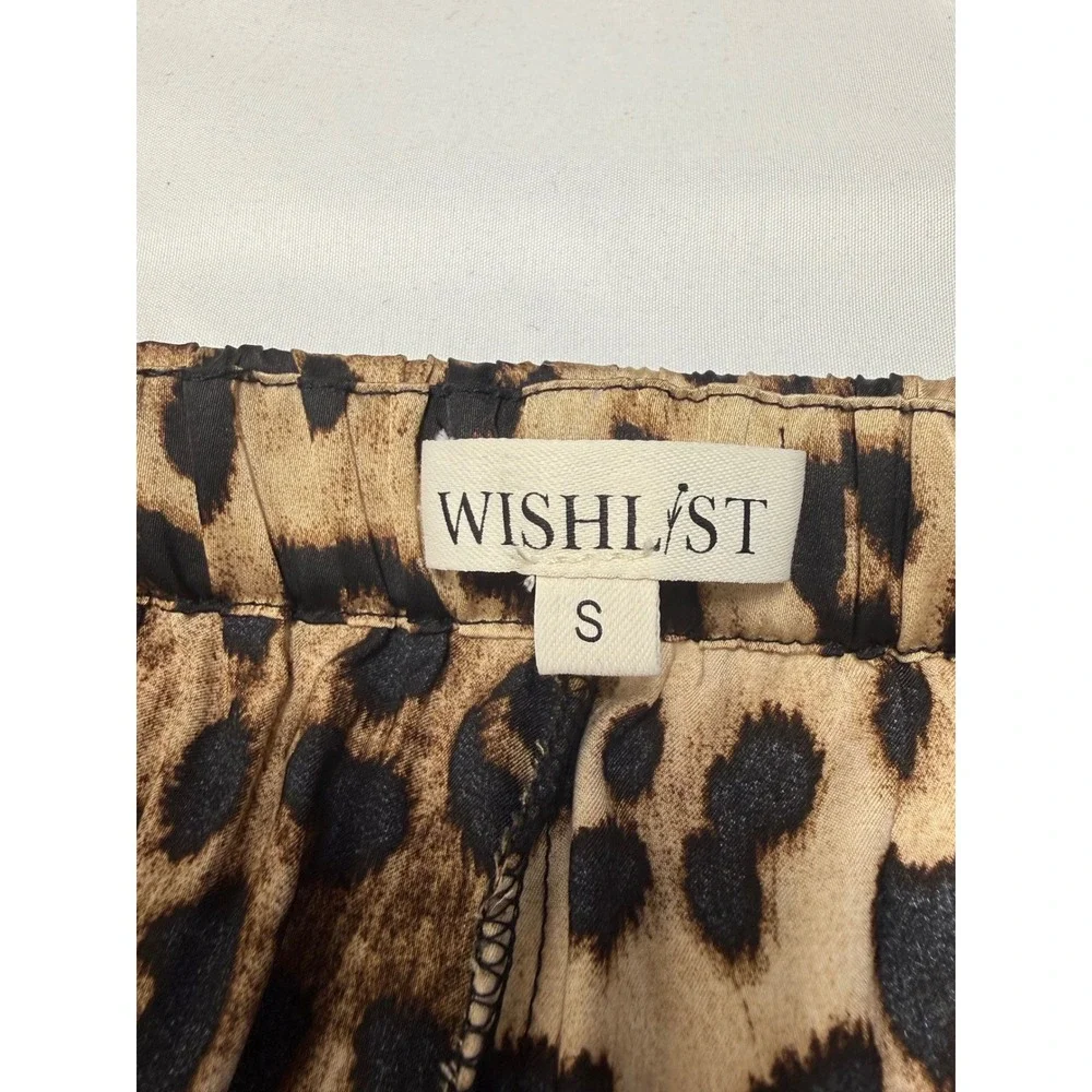 Wishlist Leopard Print Side Tie Jogger Pants Women Small Brown Black Relaxed Fit
